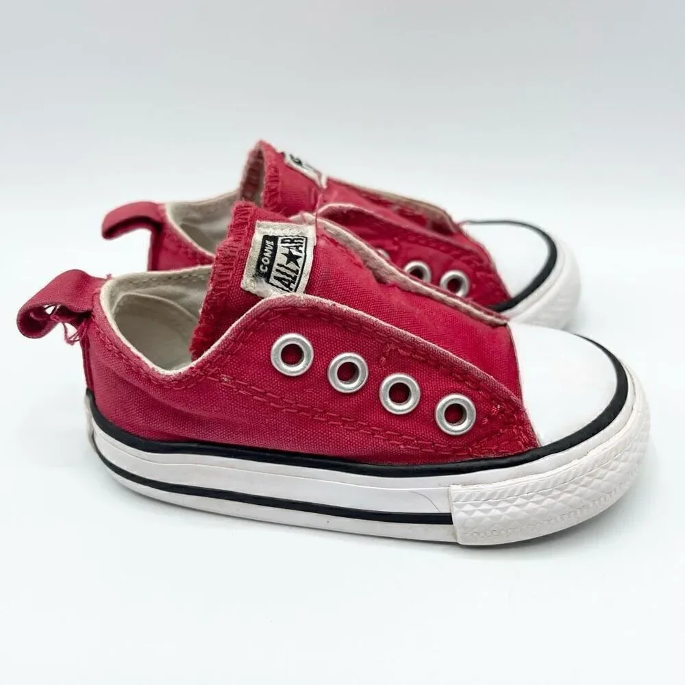 Converse All Star Fire Engine Red Canvas Side Aplix Sneaker - Toddler US 4